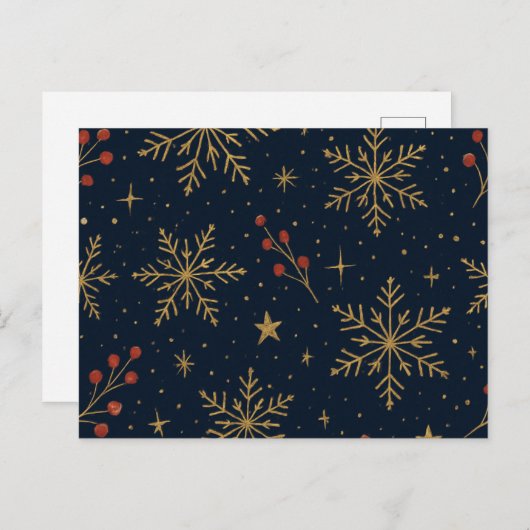 Golden Winter Glow Pattern | Holiday Feestdagenkaart (Voorkant / Achterkant)