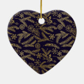 Golden Winter Sprigs Monogram Blue Keramisch Ornament (Achterkant)