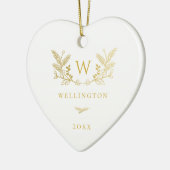Golden Winter Sprigs Monogram Keramisch Ornament (Links)