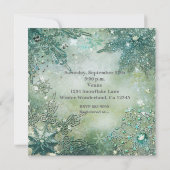 Golden Winter Wonderland Snowflakes Uitnodiging (Achterkant)