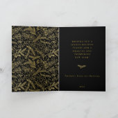 Golden Winter Wreath Black Feestdagen Kaart (Binnen)