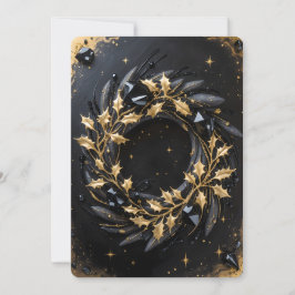 Golden Winter Wreath Holiday Greeting Card Feestdagenkaart