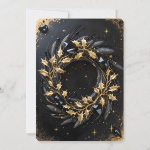 Golden Winter Wreath Holiday Greeting Card Feestdagenkaart