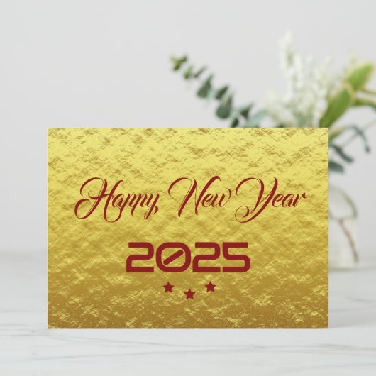 Golden wish card New Year met tree stars Feestdagenkaart (Staand voorkant)