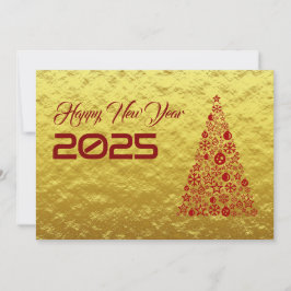 Golden wish card New Year with christmas tree Feestdagenkaart