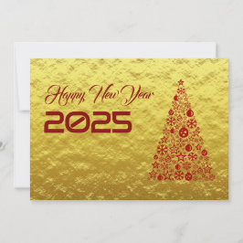 Golden wish card New Year with christmas tree Feestdagenkaart