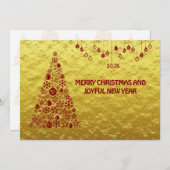 Golden wish card New Year with tree & bals Feestdagenkaart (Voorkant / Achterkant)