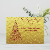 Golden wish card New Year with tree & bals Feestdagenkaart (Staand voorkant)