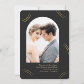 Golden Wisps Black Two Photo Wedding Kaart (Voorkant)