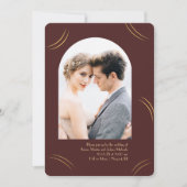 Golden Wisps Two Photo Burgundy Wedding Kaart (Voorkant)