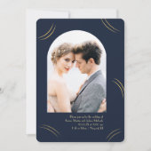 Golden Wisps Two Photo Dark Blue Wedding Kaart (Voorkant)