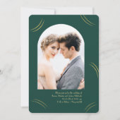 Golden Wisps Two Photo Emerald Green Wedding Kaart (Voorkant)