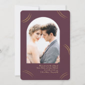 Golden Wisps Two Photo Plum Wedding Kaart (Voorkant)