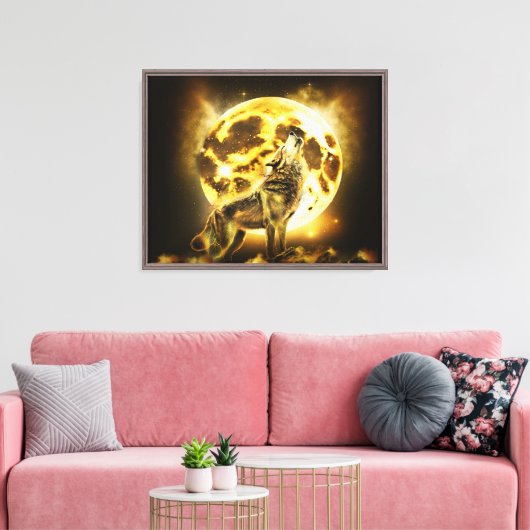 Golden Wolf Canvas Afdruk (Insitu (Woonkamer))