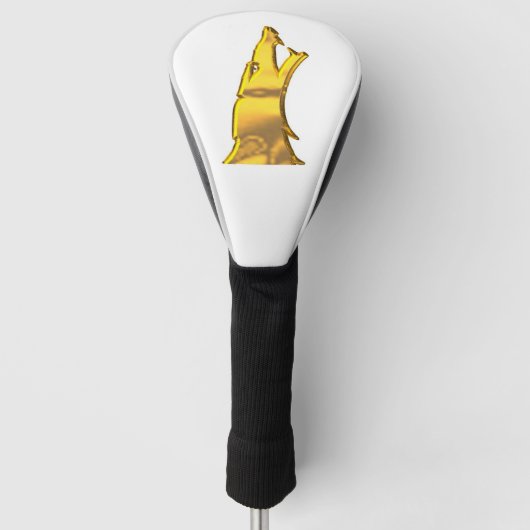 Golden Wolf Head-bestuurderscapsule voor golfclubs Golfheadcover (Voorkant)