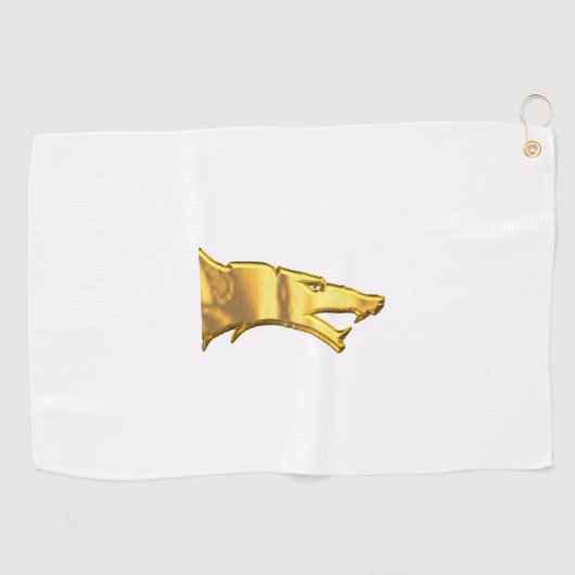 Golden Wolf Head golfhanddoek (Horizontaal)