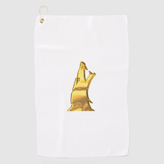 Golden Wolf Head golfhanddoek (Voorkant)
