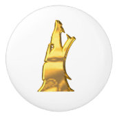 Golden Wolf Head keramische knop (Voorkant)