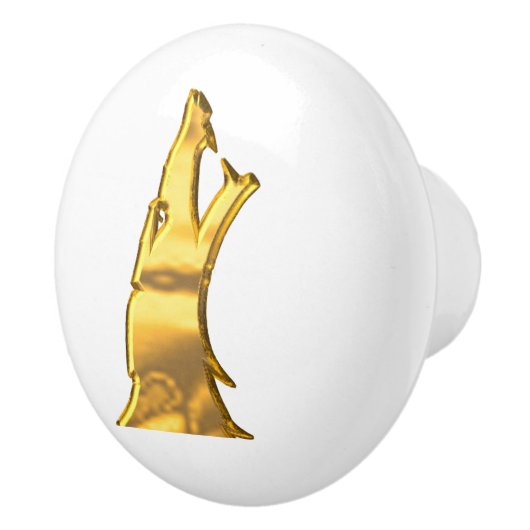 Golden Wolf Head keramische knop (Rechts)