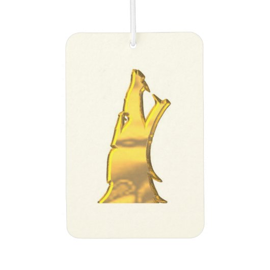 Golden Wolf Head witte auto luchtverfrisser (Voorkant)