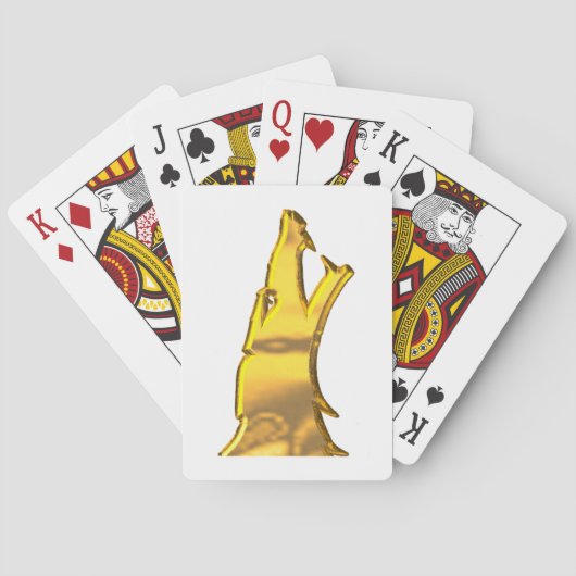 Golden Wolf Head witte Poker speelkaarten (Achterkant)