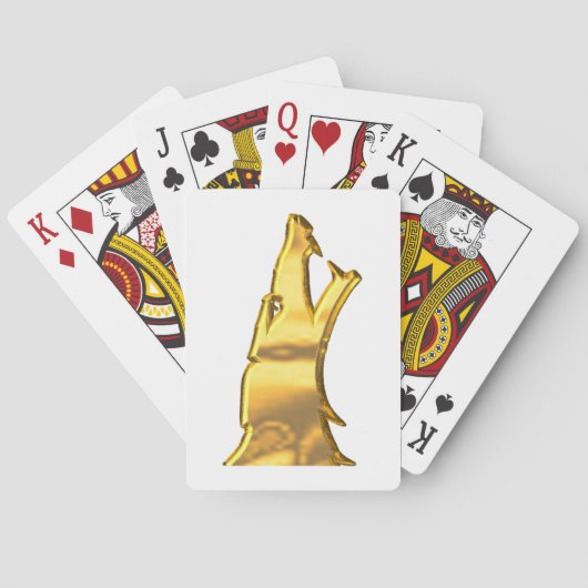 Golden Wolf Head witte Poker speelkaarten (Achterkant)