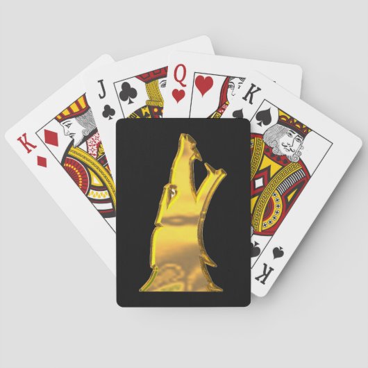 Golden Wolf Head zwarte Poker speelkaarten (Achterkant)
