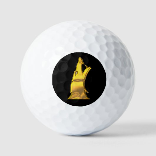 Golden Wolf Head zwarte waarde golfballen 12 pk (Voorkant)