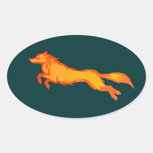 Golden Wolf Ovale Sticker (Voorkant)