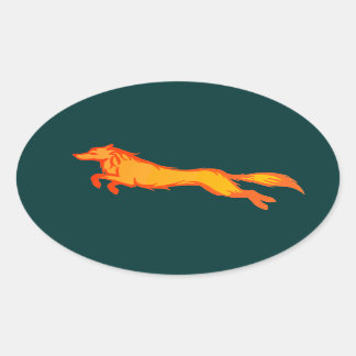 Golden Wolf Ovale Sticker