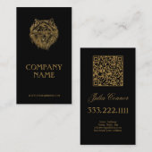 Golden Wolf Portrait Luxe zwart Visitekaartje (Voorkant / Achterkant)