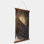 Golden Woman Illusion with Sun and Marble Textures Hangend Wandkleed (Gebogen)