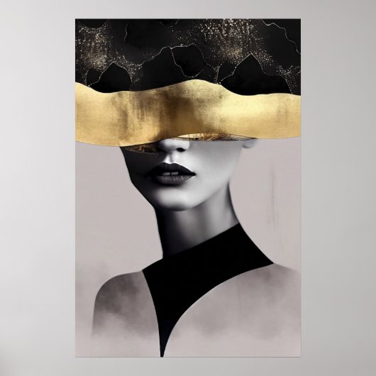 Golden Woman with Black Band: Modern Art Poster (Voorkant)