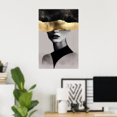 Golden Woman with Black Band: Modern Art Poster (Thuiskantoor)