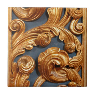 Golden Wood Carving Pattern Tegeltje
