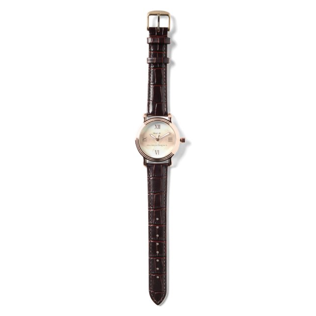 Golden Wooden RN Roos Gold Brown Leather Horloge (Bandje)