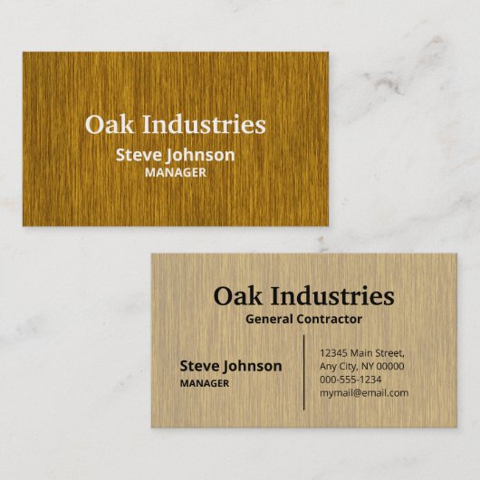 Golden Woodgrain Look Professional Visitekaartje (Voorkant / Achterkant)