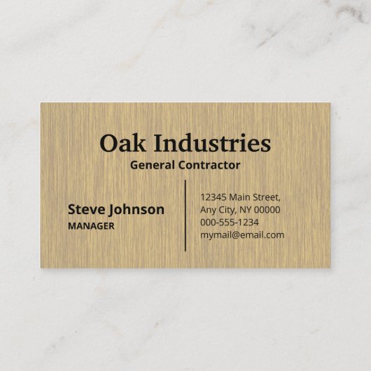 Golden Woodgrain Look Professional Visitekaartje (Achterkant)