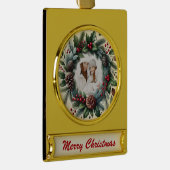 Golden Wreath – Customizable Christmas Keepsake Verguld Banner Ornament (Rechts)