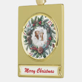Golden Wreath – Customizable Christmas Keepsake Verguld Banner Ornament (Links)