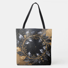 Golden Wreath Glam Holiday Tote Bag