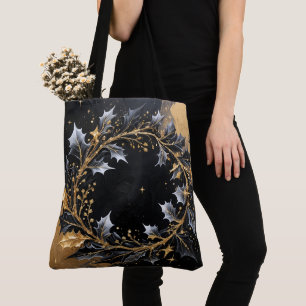 Golden Wreath Glam Holiday Tote Bag