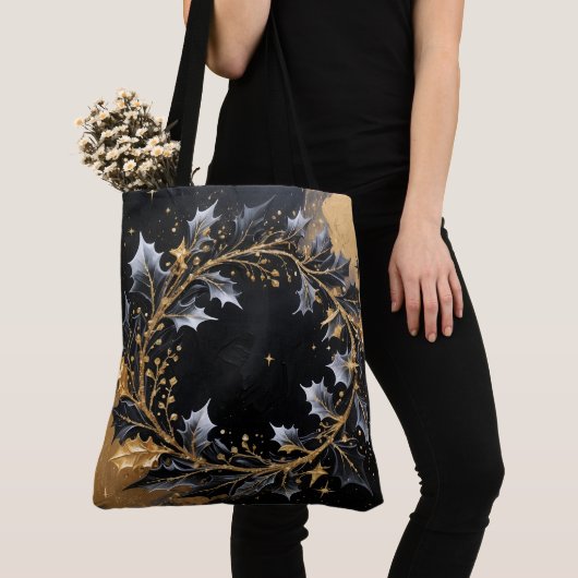 Golden Wreath Glam Holiday Tote Bag (Dichtbij)