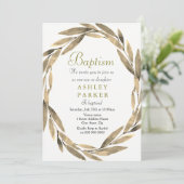 Golden Wreath Gold Leaf Boy Girl Baptism Invite Kaart (Staand voorkant)