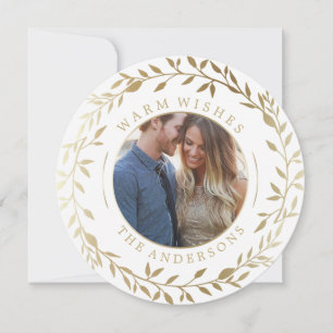 Golden Wreath   Holiday Photo Card Feestdagenkaart