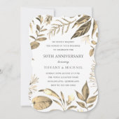 Golden Wreath Leaf 50th Wedding Jubileum Invite Kaart (Voorkant)