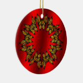 Golden Wreath met rode kerst Keramisch Ornament (Rechts)
