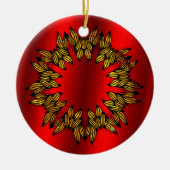 Golden Wreath met rode kerst Keramisch Ornament (Voorkant)