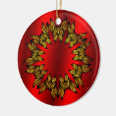 Golden Wreath met rode kerst Keramisch Ornament (Links)