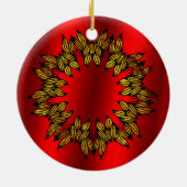 Golden Wreath met rode kerst Keramisch Ornament (Achterkant)